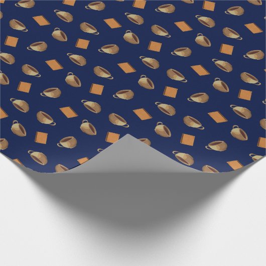 Koffie en chocolade uit het Patroon Navy Blue Food Cadeaupapier (Hoek)