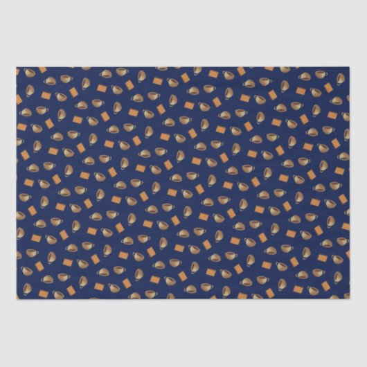 Koffie- en chocoladekoekjes patroon marineblauw vo tissuepapier (Voorkant)