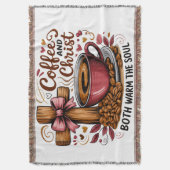 Koffie en Christus verwarmen de ziel Deken (Voorkant Verticaal)