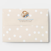 Koffie en confetti beige blauwe babyshower 