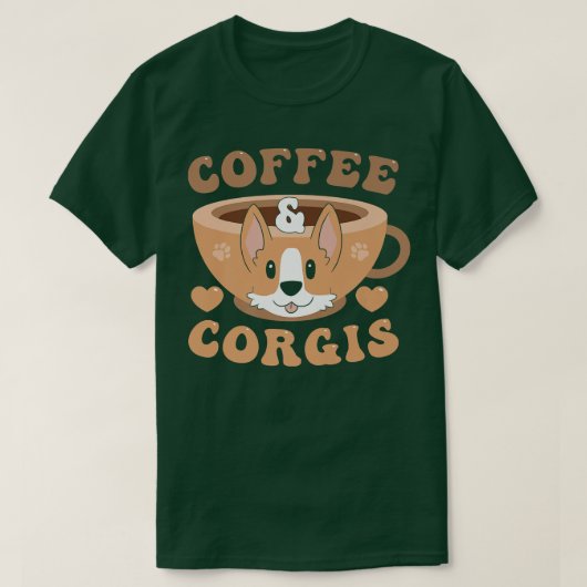 Koffie en Corgis117 T-shirt (Design voorkant)