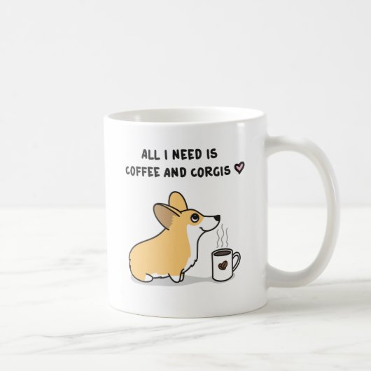 Koffie en Corgis [rood wit] Koffiemok (Rechts)