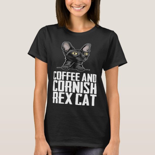 Koffie en Cornish rex kat T-shirt (Voorkant)