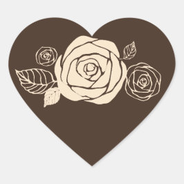 Koffie en Cream Rozen Coördineren Geschenken Hart Sticker