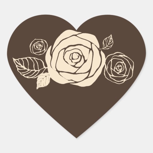 Koffie en Cream Rozen Coördineren Geschenken Hart Sticker (Voorkant)