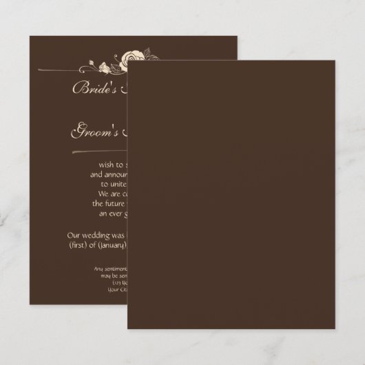 Koffie- en Cream-Rozen Kaart (Voorkant / Achterkant)