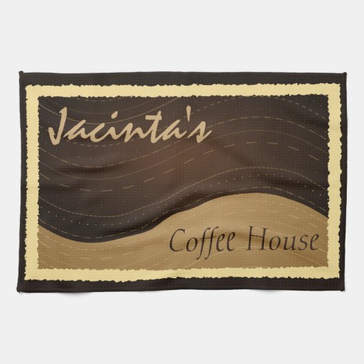 Koffie en Cream Waves Custom Keuken Theedoek (Horizontaal)
