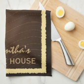 Koffie en Cream Waves Verticale Keuken Theedoek (Quarter Fold)