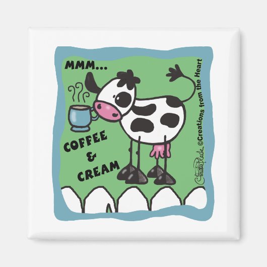 Koffie en Crème Koe Magneet (Voorkant)