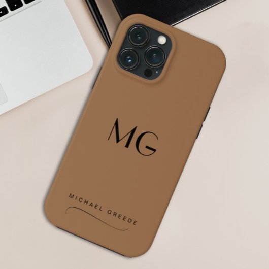 Koffie en Crème Monogrammed Minimalist Met Naam Case-Mate iPhone Case