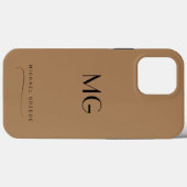 Koffie en Crème Monogrammed Minimalist Met Naam Case-Mate iPhone Case (Achterkant (horizontaal))
