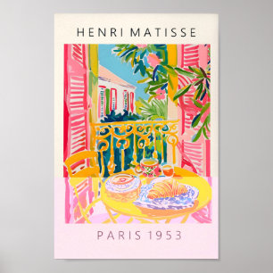 Koffie en croissant Poster, Matisse Style Art PRI Poster