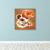 Koffie en croissants canvas afdruk (Insitu (Houten vloer))