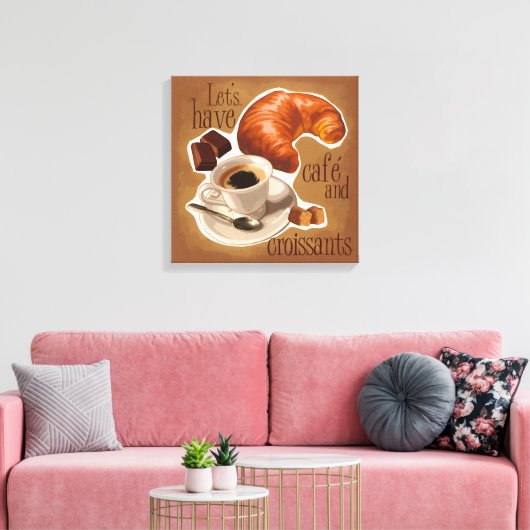 Koffie en croissants canvas afdruk (Insitu (Woonkamer))