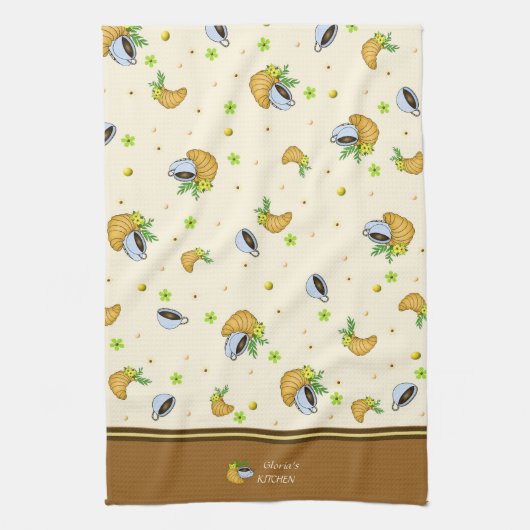 Koffie en croissants theedoek (Verticaal)