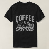 Koffie en cryptiden - Bigfoot, Mothman, Nessie, Al T-shirt (Design voorkant)