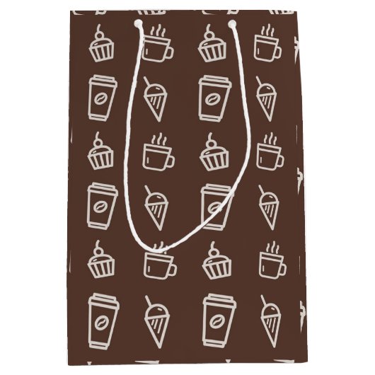 Koffie en Cupcake Patroon Medium Cadeauzakje (Voorkant)