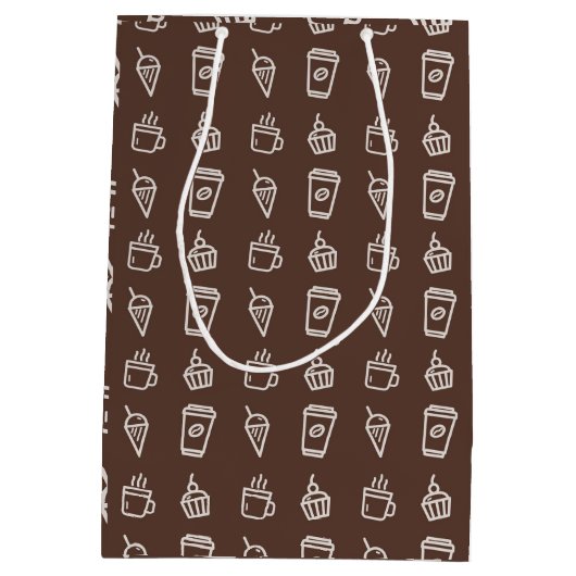 Koffie en Cupcake Patroon Medium Cadeauzakje (Achterkant)