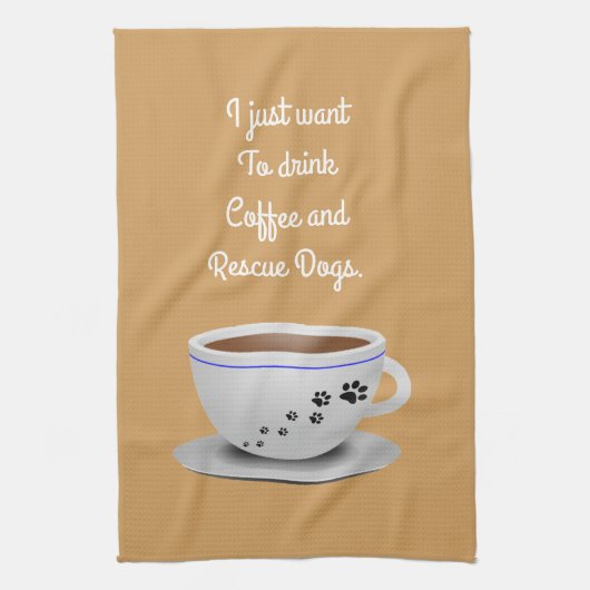 Koffie- en Dogs Kitchen Towel Theedoek (Verticaal)