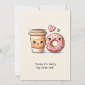 Koffie en donut Bedankt voor mijn andere helft Feestdagenkaart (Voorkant)