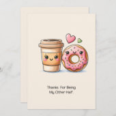 Koffie en donut Bedankt voor mijn andere helft Feestdagenkaart (Voorkant / Achterkant)
