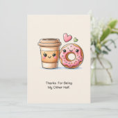 Koffie en donut Bedankt voor mijn andere helft Feestdagenkaart (Staand voorkant)