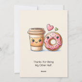 Koffie en donut Bedankt voor mijn andere helft Feestdagenkaart (Achterkant)