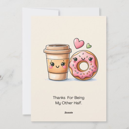 Koffie en donut Bedankt voor mijn andere helft Feestdagenkaart (Achterkant)