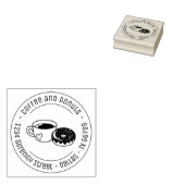 Koffie- en Donut Business Round-adres Rubberstempel (Gestempeld)