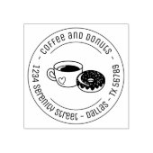 Koffie- en Donut Business Round-adres Rubberstempel (Afrduk)