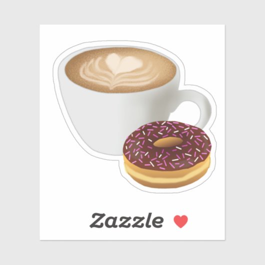 Koffie en Donut met Sprinkles Waterdicht Sticker (Vel)