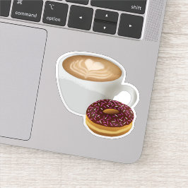 Koffie en Donut met Sprinkles Waterdicht Sticker