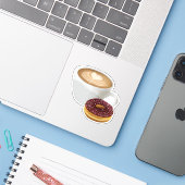 Koffie en Donut met Sprinkles Waterdicht Sticker (Laptop met iPhone)