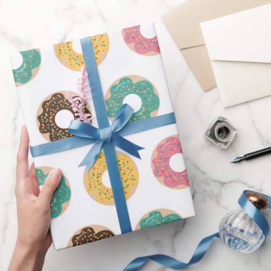 Koffie en Donut Patroon  Cadeaupapier (Geschenken)