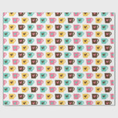 Koffie en Donut Patroon Cadeaupapier (Vlak)