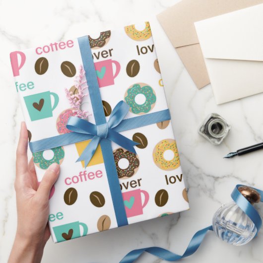 Koffie en Donut Patroon Cadeaupapier (Geschenken)