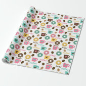 Koffie en Donut Patroon Cadeaupapier (Uitgerold)
