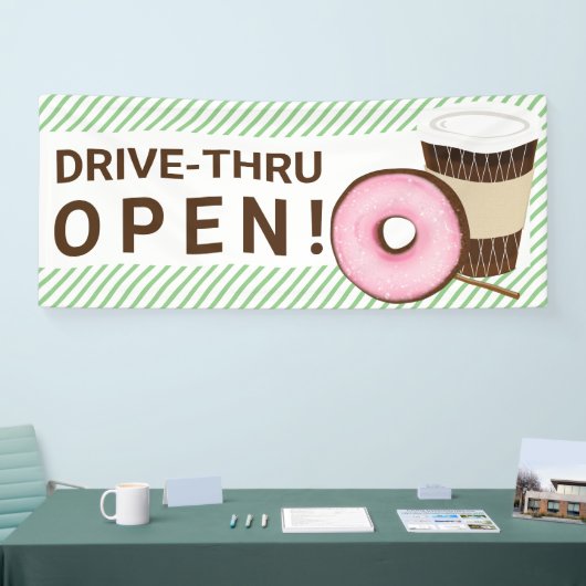 Koffie en Donut rijden door Spandoek (Beurs)