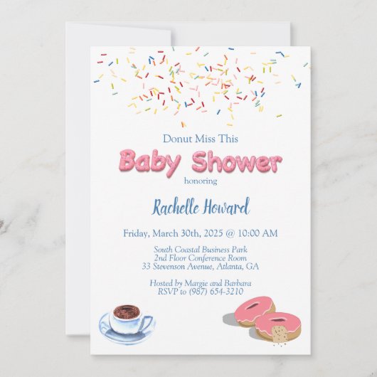 Koffie en donut strooit Baby shower Kaart (Voorkant)