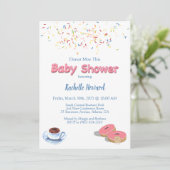 Koffie en donut strooit Baby shower Kaart (Staand voorkant)