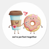 Koffie- en Donut-Valentijn Sticker (Voorkant)