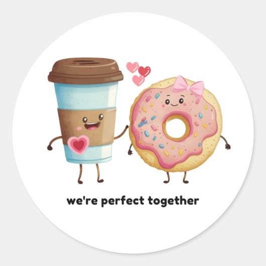 Koffie- en Donut-Valentijn Sticker (Voorkant)