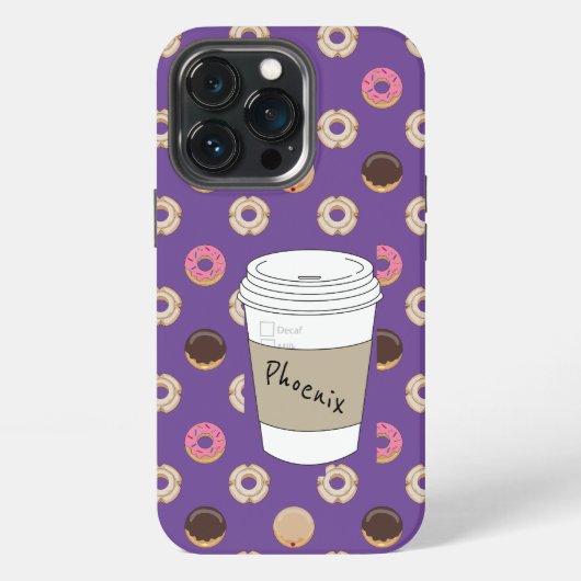 Koffie en donuts Aangepaste naam iPhone Hoesje (Achterkant)