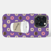 Koffie en donuts Aangepaste naam iPhone Hoesje (Achterkant horizontaal)