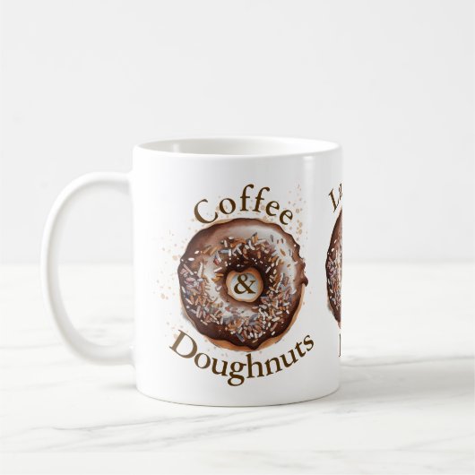 Koffie en donuts gepersonaliseerd koffiemok (Links)