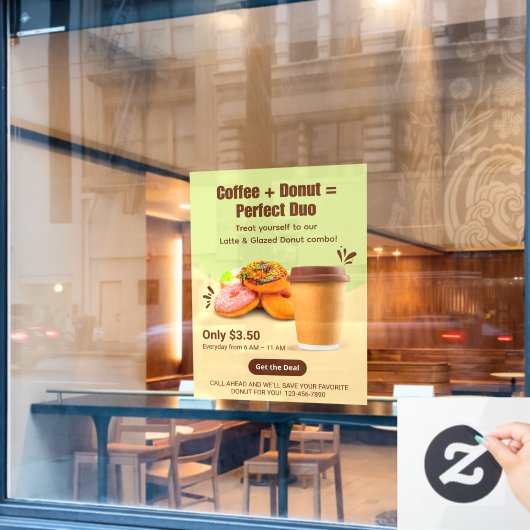 Koffie en donuts op maat: het perfecte duo raamsticker (Cafe Raam)