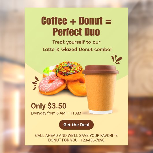 Koffie en donuts op maat: het perfecte duo raamsticker (Vel 2)