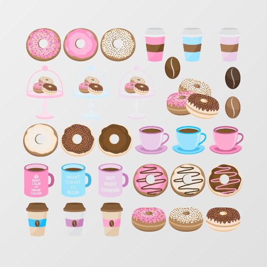 Koffie en donuts raamsticker (Vel)