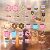 Koffie en donuts raamsticker (Vel 2)