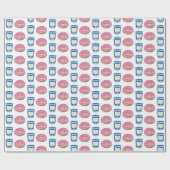 Koffie en donuts Roze, gebrand op Doughnut Breakfa Cadeaupapier (Vlak)